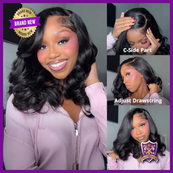 Human Hair Wig Glueless Pre Plucked Bob Loose Body Wave Layered 16in main image 6